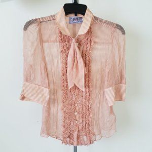 JUICY COUTURE Orange Silk Blouse SIZE 8! Luxury